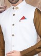 Golden Brown And White Color Nehru Jacket Set